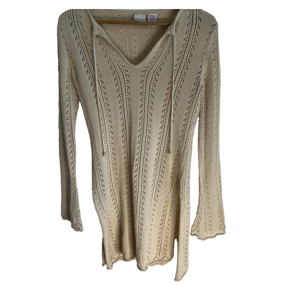 Vtg Y2K Cottagecore Ivory Scallop Blouse Top Women S Coquette Eyelet‎ Crochet